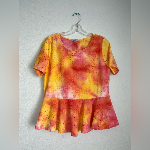 White Birch Yellow and Red Tie-Dye Blouse - Picture 8 of 8